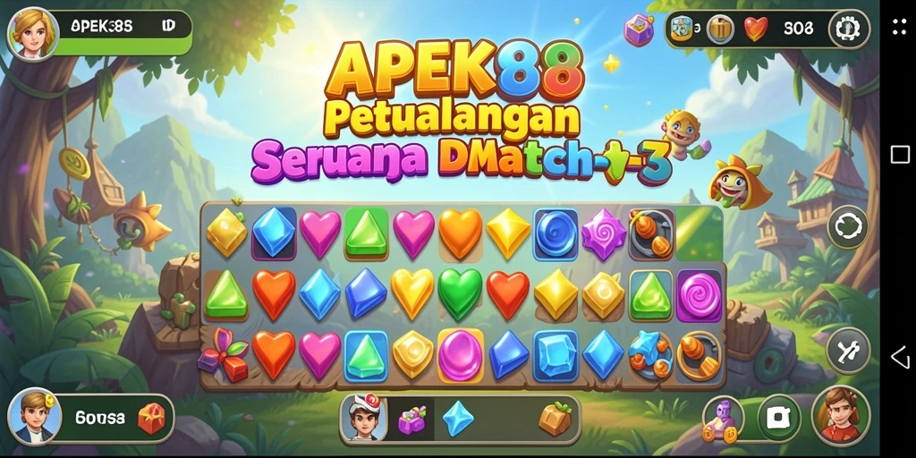 Tampilan screenshot APEK88 dengan aksi mencocokkan item dalam permainan.