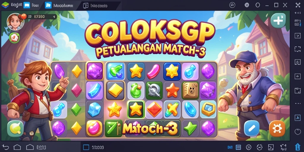 Tampilan menarik dan seru saat bermain permainan Match-3.
