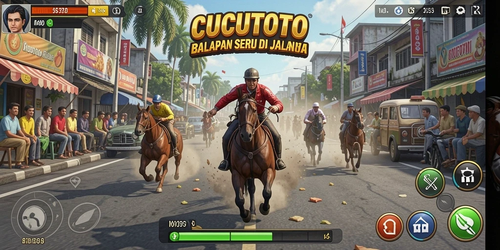 Screenshot gameplay CUCUTOTO dengan balapan seru di lintasan.