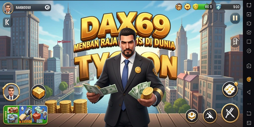 Skrinsut gameplay DAX69 yang menampilkan pengalaman Tycoon yang seru.