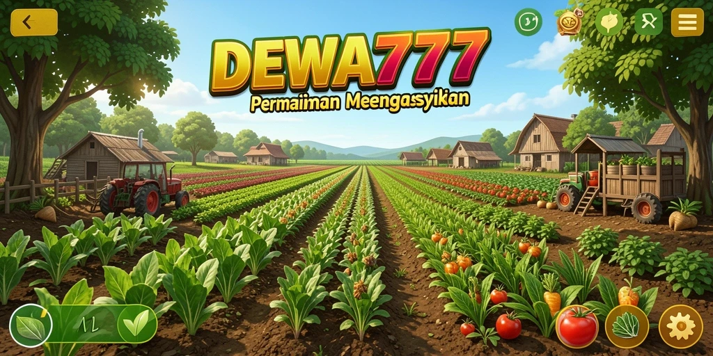 Tangkapan layar menunjukkan gameplay menarik dari DEWA777 dengan ladang yang subur.