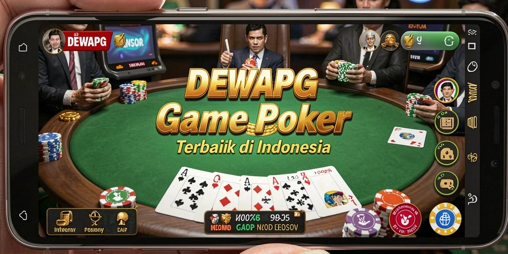Tampilan gameplay seru poker di DEWAPG dengan banyak pemain.
