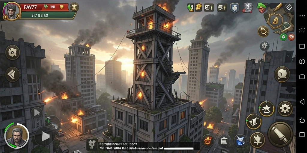 Screenshot gameplay menampilkan menara pertahanan yang siap menghadapi serangan musuh.