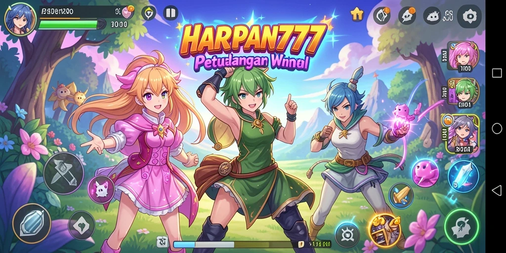 Screenshot gameplay HARAPAN777 menampilkan karakter Anime beraksi.