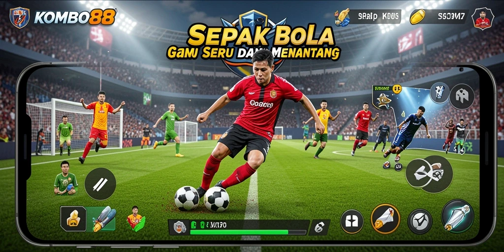 Tampilan menarik gameplay <strong>KOMBO88</strong> yang menampilkan aksi sepak bola seru.