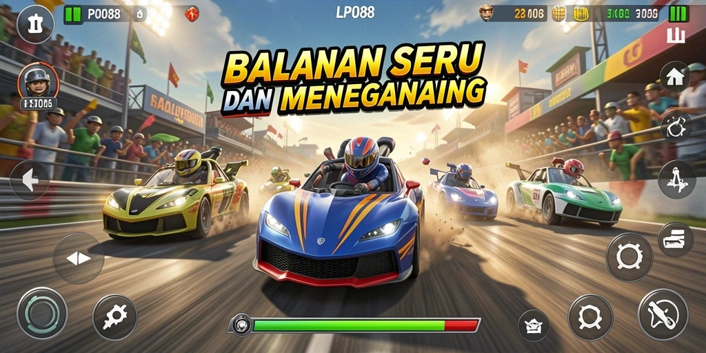 Tampilan menarik gameplay LPO88 dengan balapan seru dan mobil kustom.