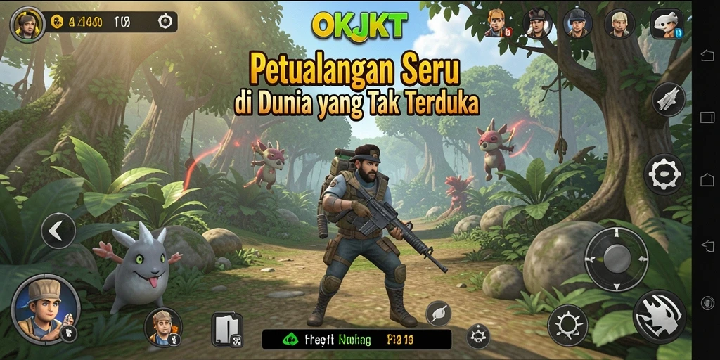 Tangkapan layar gameplay OKJKT menampilkan aksi petualangan yang seru.