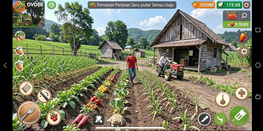 Gameplay OVO88 menampilkan pengalaman bertani yang seru dan visual yang menarik.