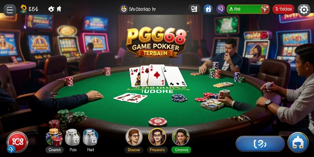 Tampilan gameplay seru PGG68 dengan suasana Poker yang menegangkan.