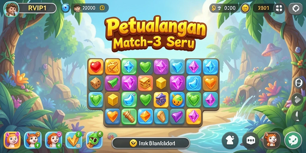 Screenshot utama dari gameplay seru RVIP1 Match-3.