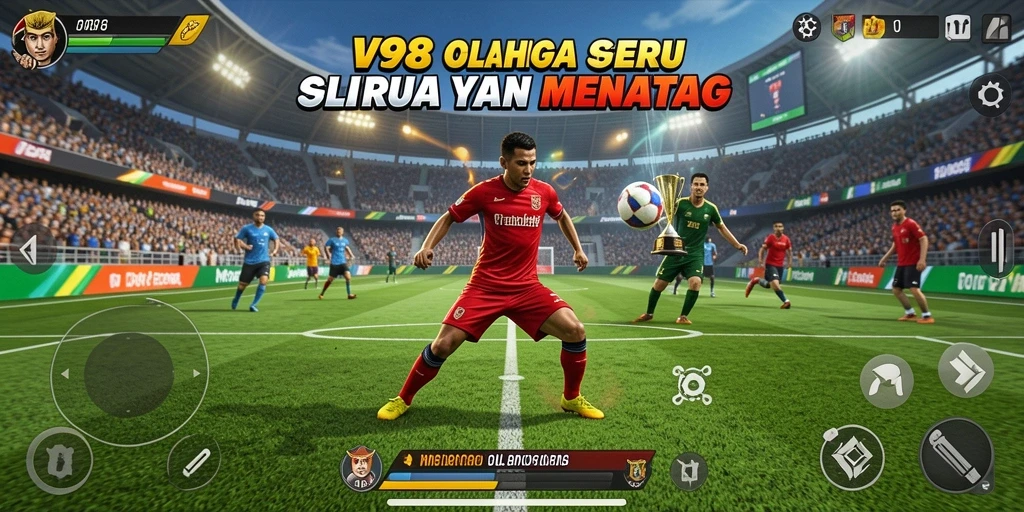 Tangkapan layar V98 menampilkan pertandingan olahraga yang intens dan menyenangkan.
