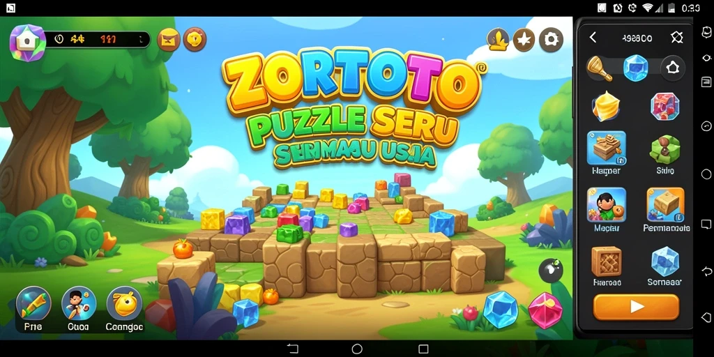 Tangkapan layar game ZORTOTO menampilkan gameplay unik dan tantangan Puzzle.